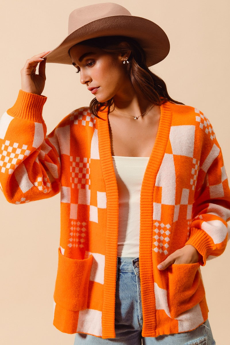 CHECKERBOARD CARDIGAN