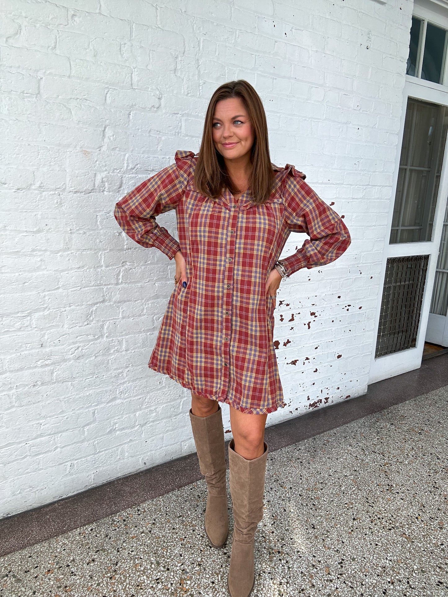 THANKFUL FOR PLAID MINI DRESS