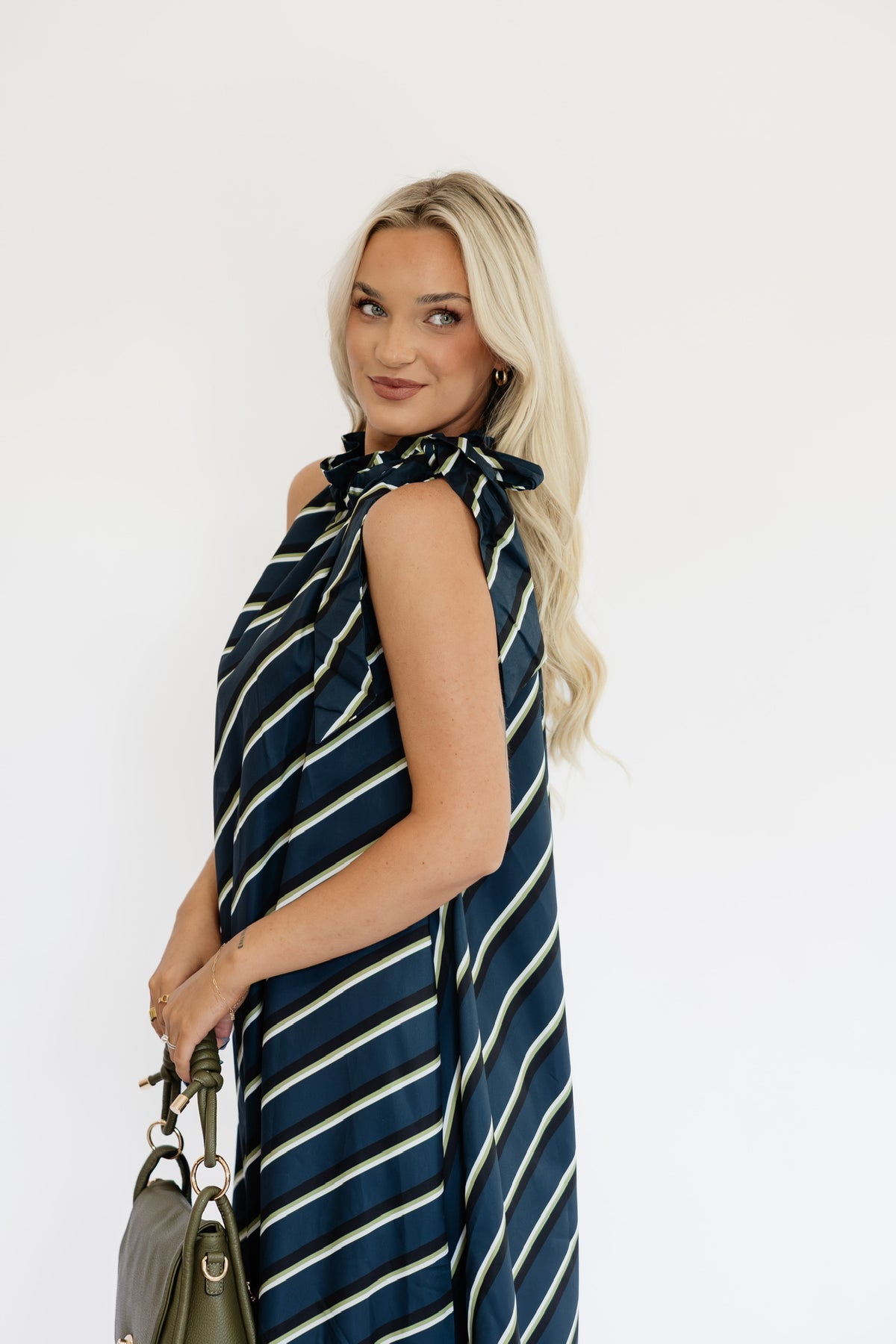 CLAUDIA STRIPED MIDI DRESS