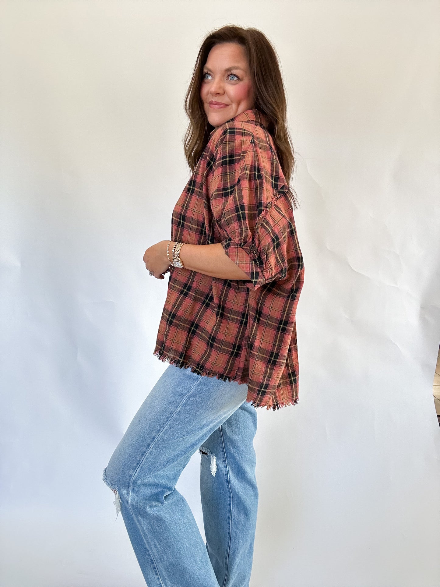 JEAN ROSE PLAID TOP