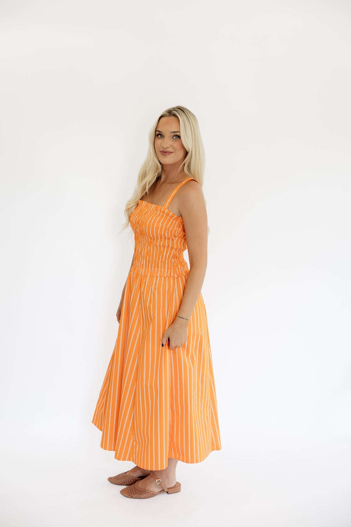 ORANGE POPPI MIDI DRESS