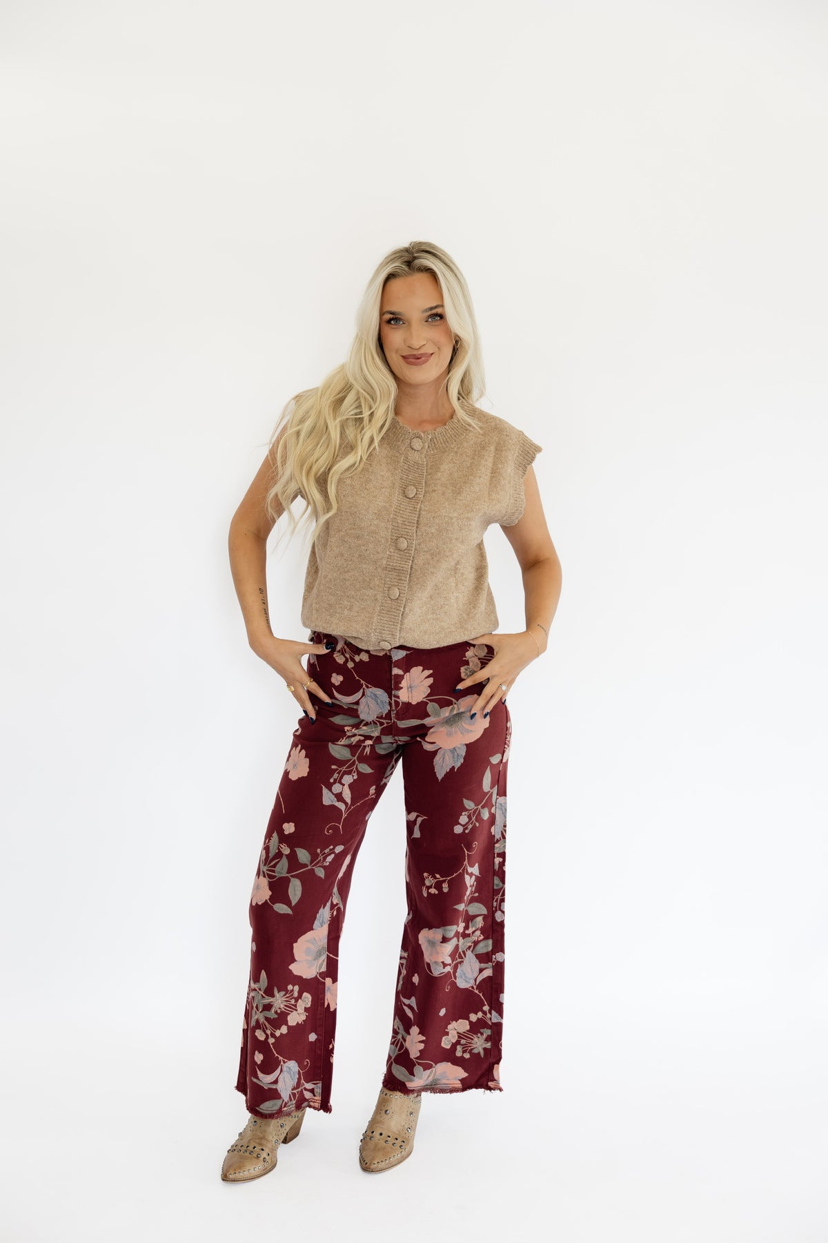 FLORAL WIDE LEG PANTS