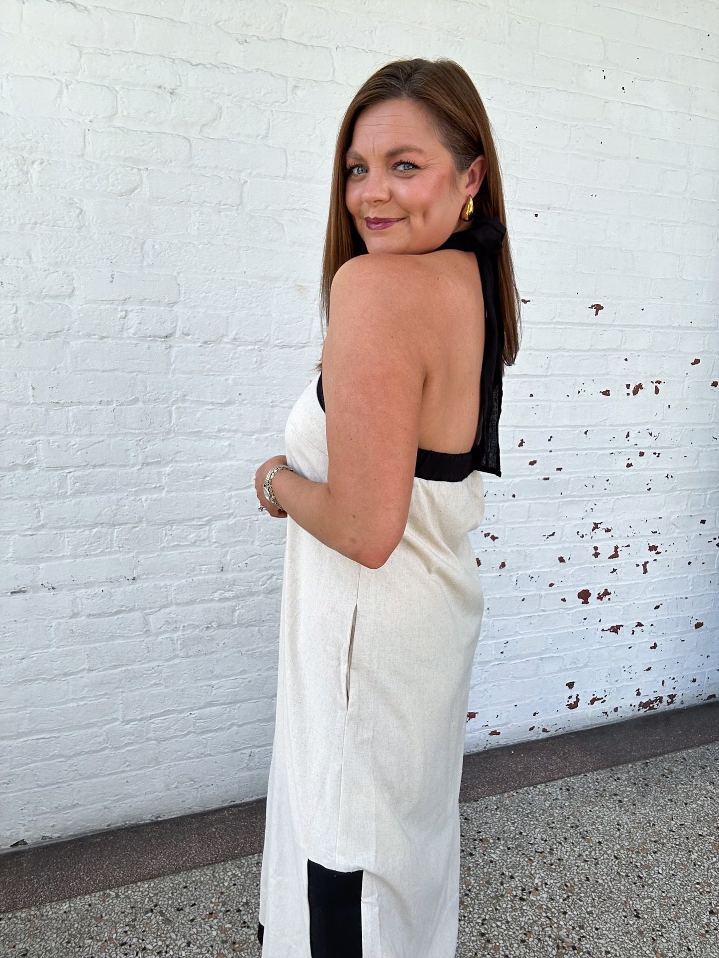 LINEN MIDI DRESS