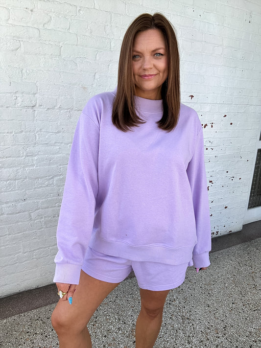 LOVELY LAVENDER MOCKNECK SWEATSHIRT