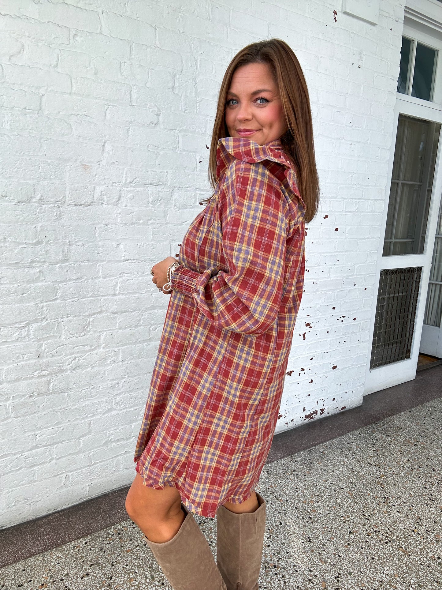 THANKFUL FOR PLAID MINI DRESS