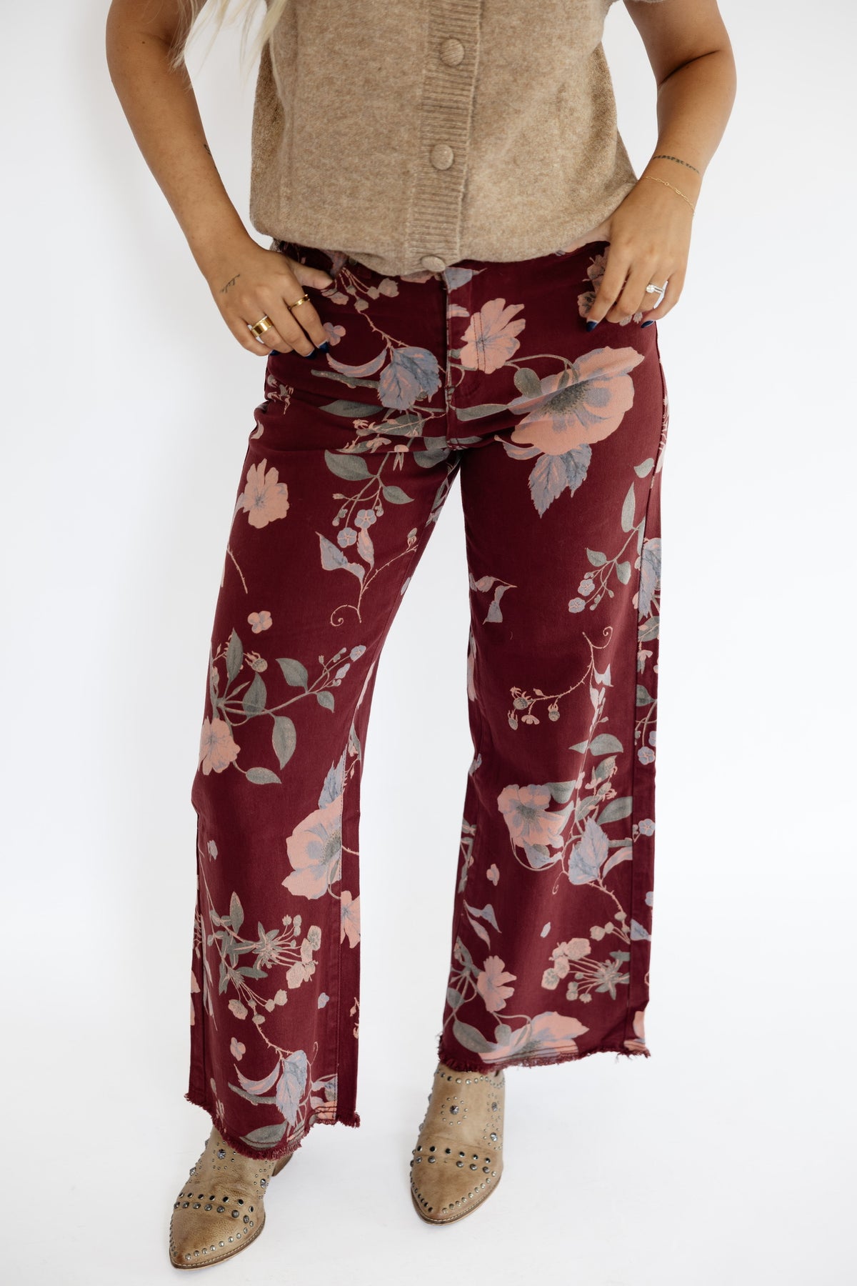 FLORAL WIDE LEG PANTS