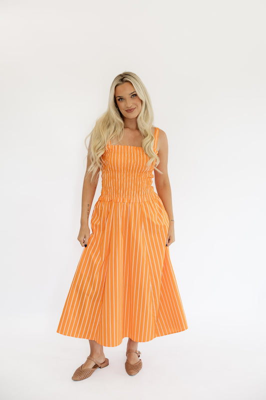 ORANGE POPPI MIDI DRESS