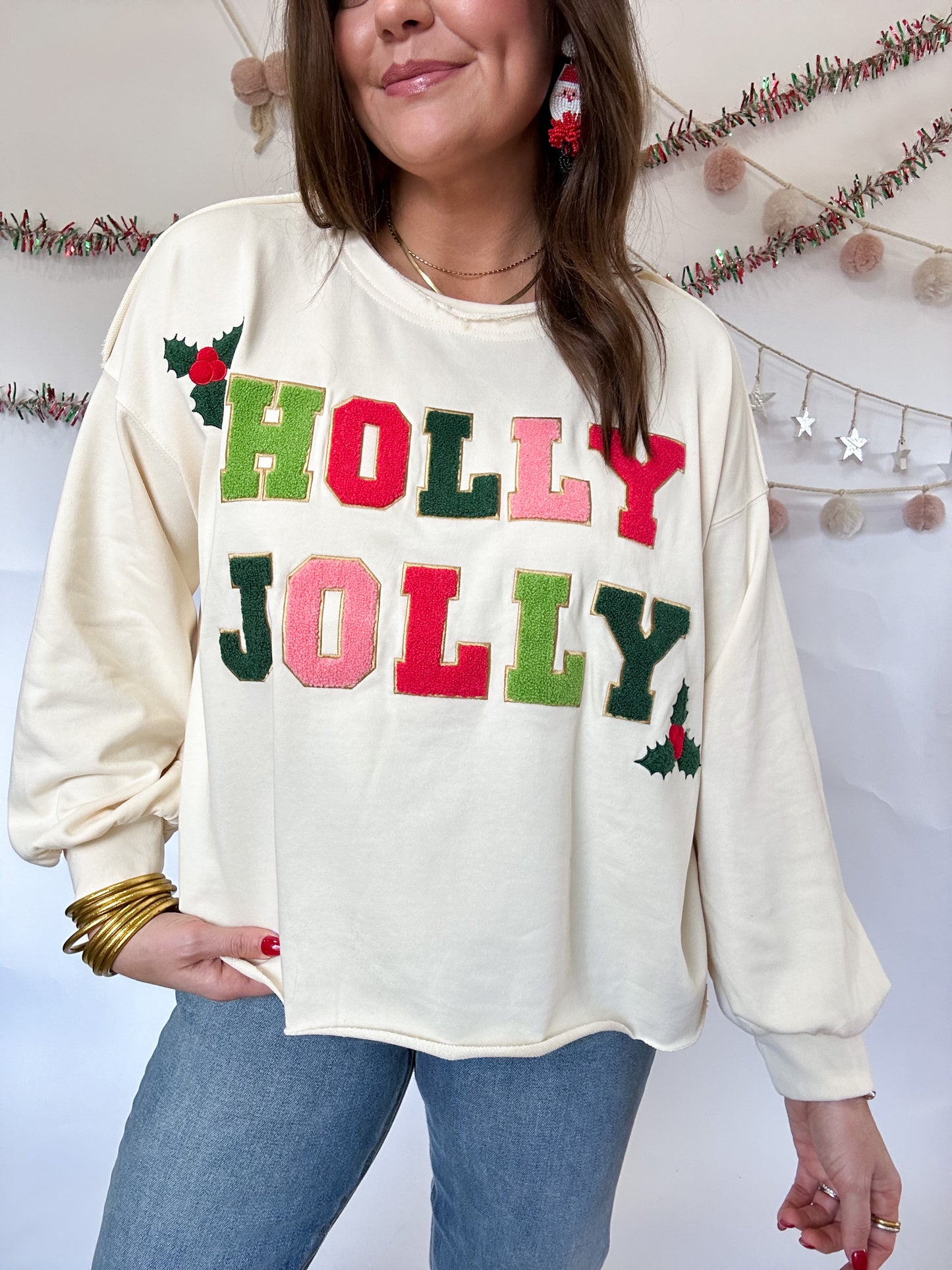 HOLLY JOLLY PULLOVER - CREAM