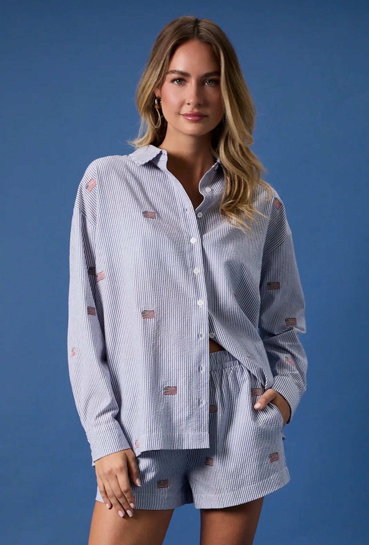 CELEBRATE BUTTON DOWN TOP