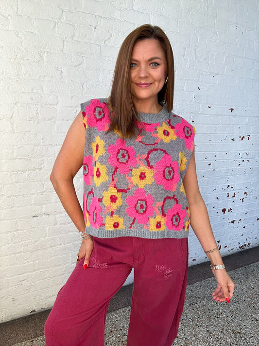 WINTER FLORALS SWEATER TOP