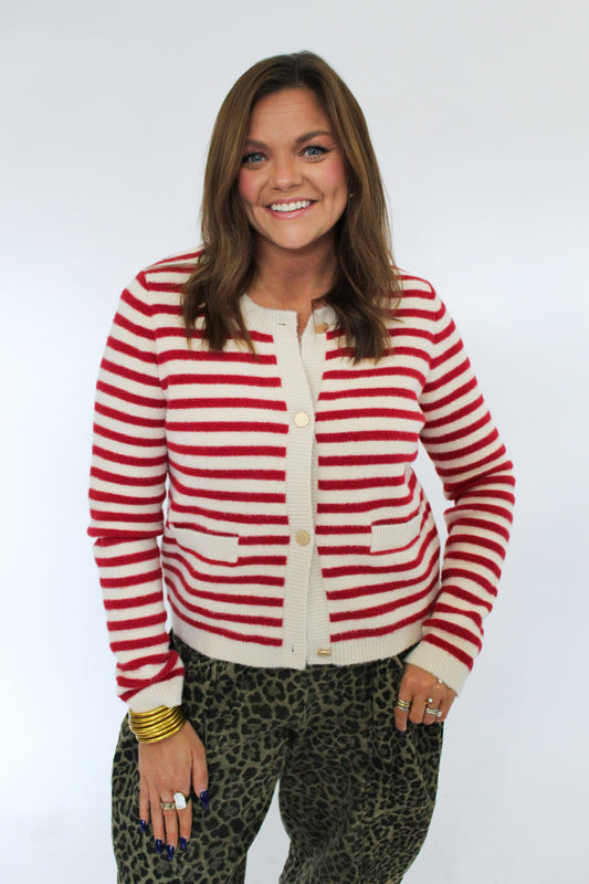CANDY CANE CARDIGAN SWEATER