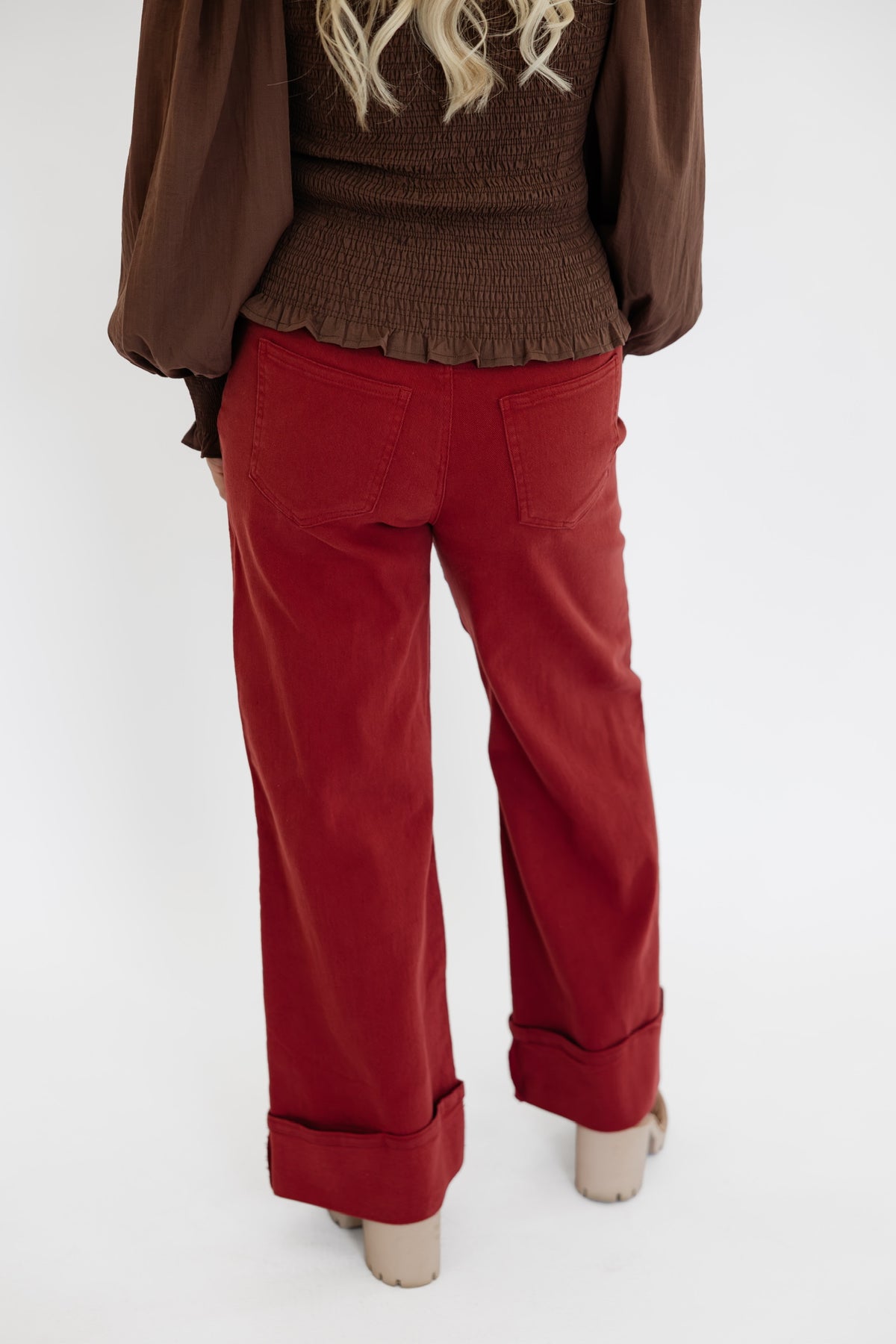 RUST WIDE LEG PANTS