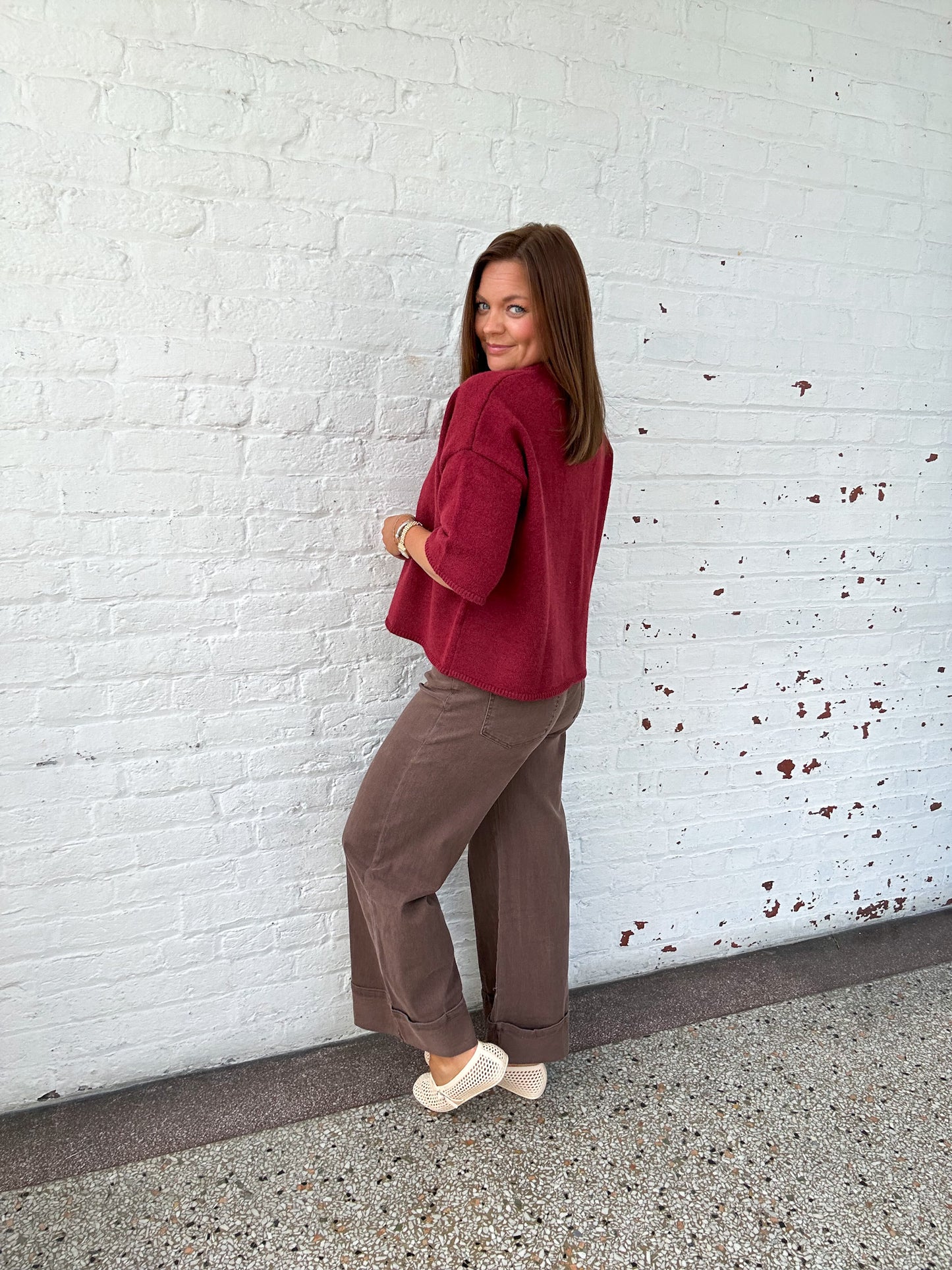 COZY MAROON CARDIGAN TOP