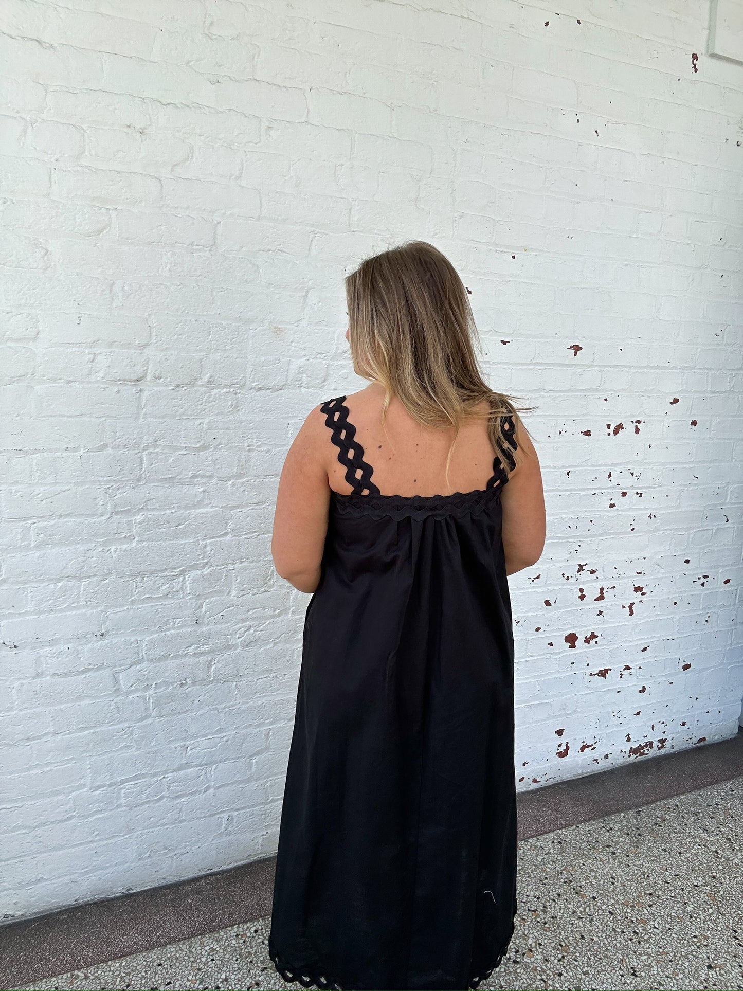 BLACK RIC RAC MAXI DRESS