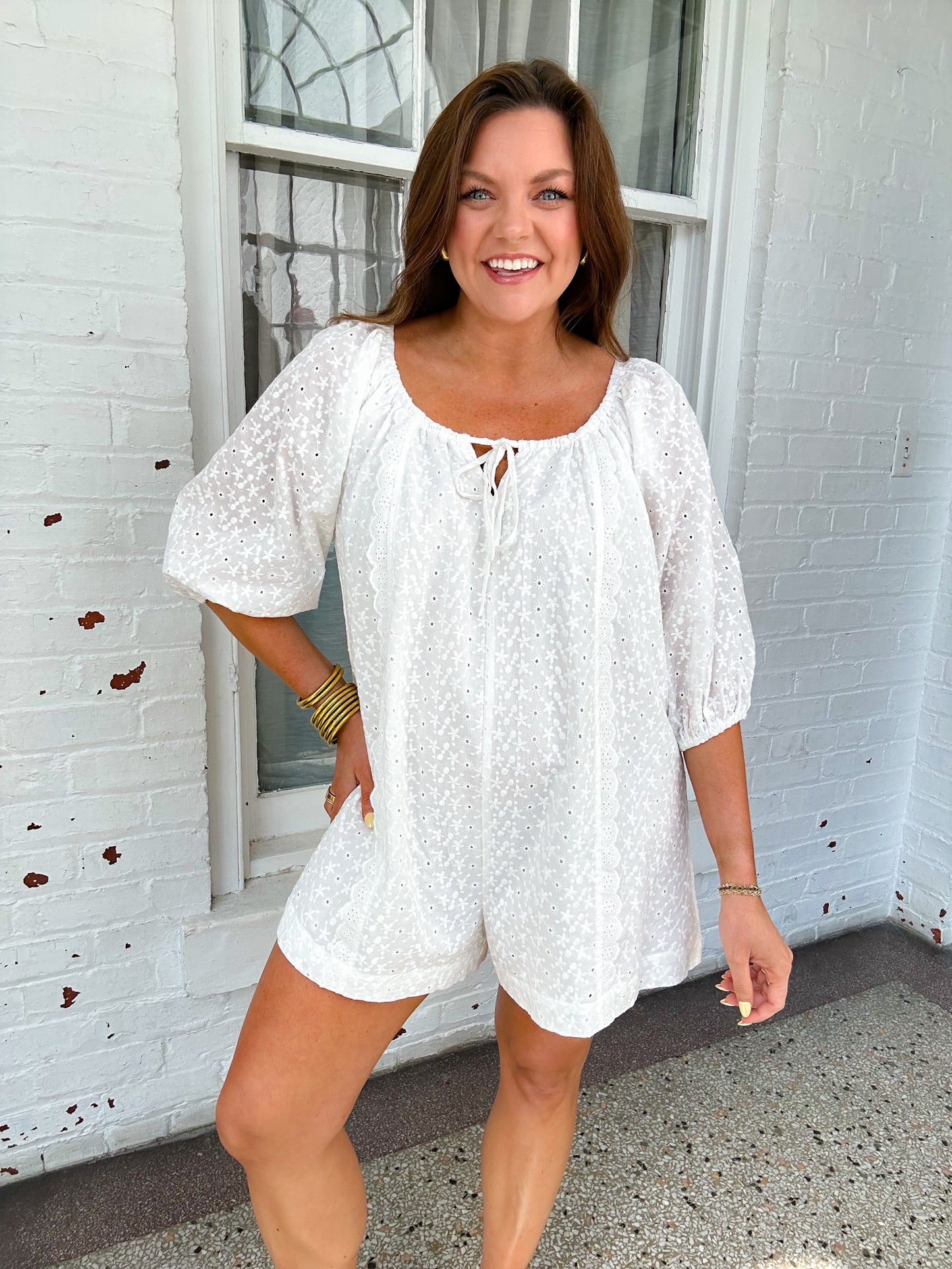 SUMMER FUN EYELET ROMPER