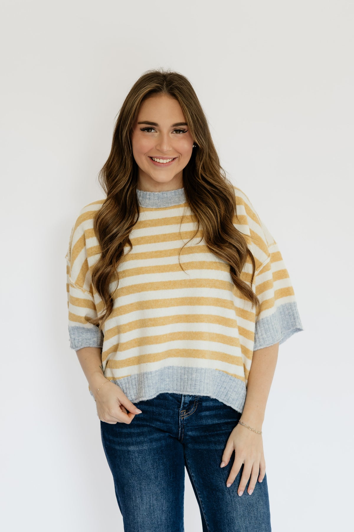 SERENA STRIPED SWEATER - YELLOW