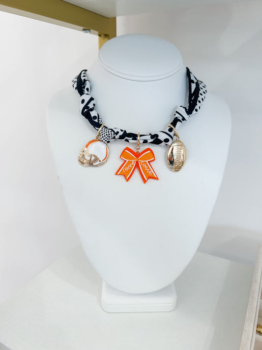 BIG ORANGE SCARF CHARM NECKLACE