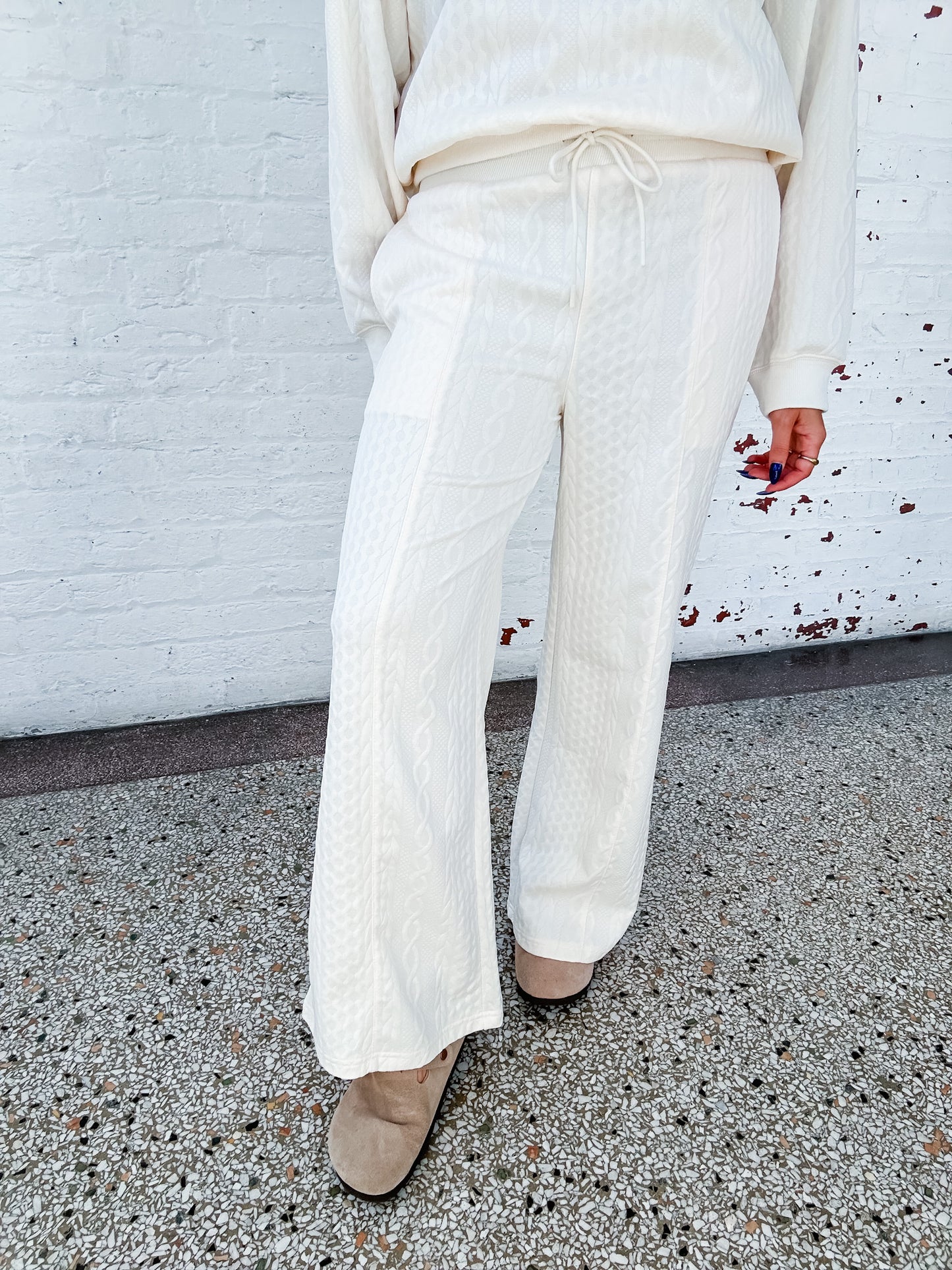 SWEATER STITCH WIDE LEG PANTS
