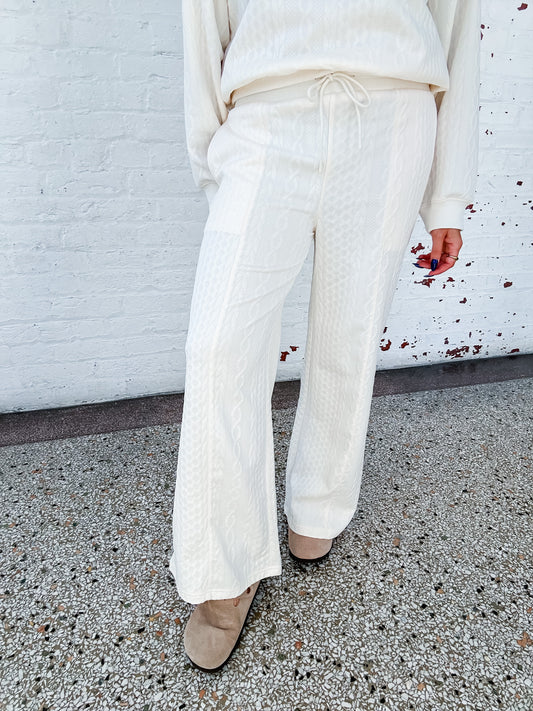 SWEATER STITCH WIDE LEG PANTS