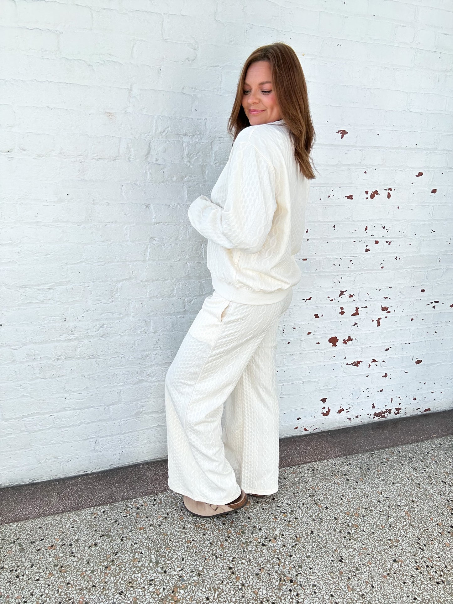SWEATER STITCH WIDE LEG PANTS