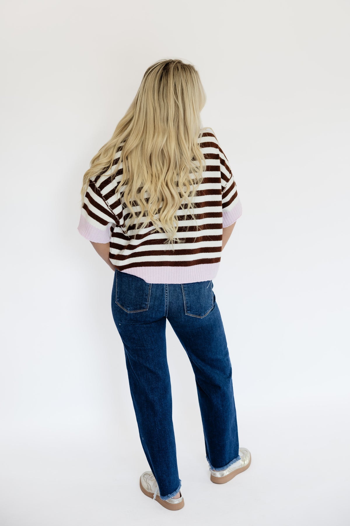 SERENA STRIPED SWEATER - BROWN