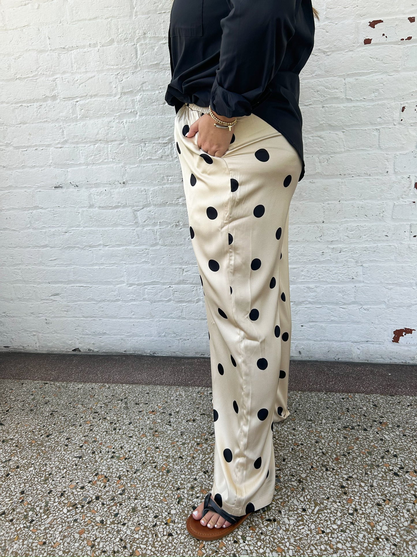 POLKA DOT SATIN TROUSER PANTS