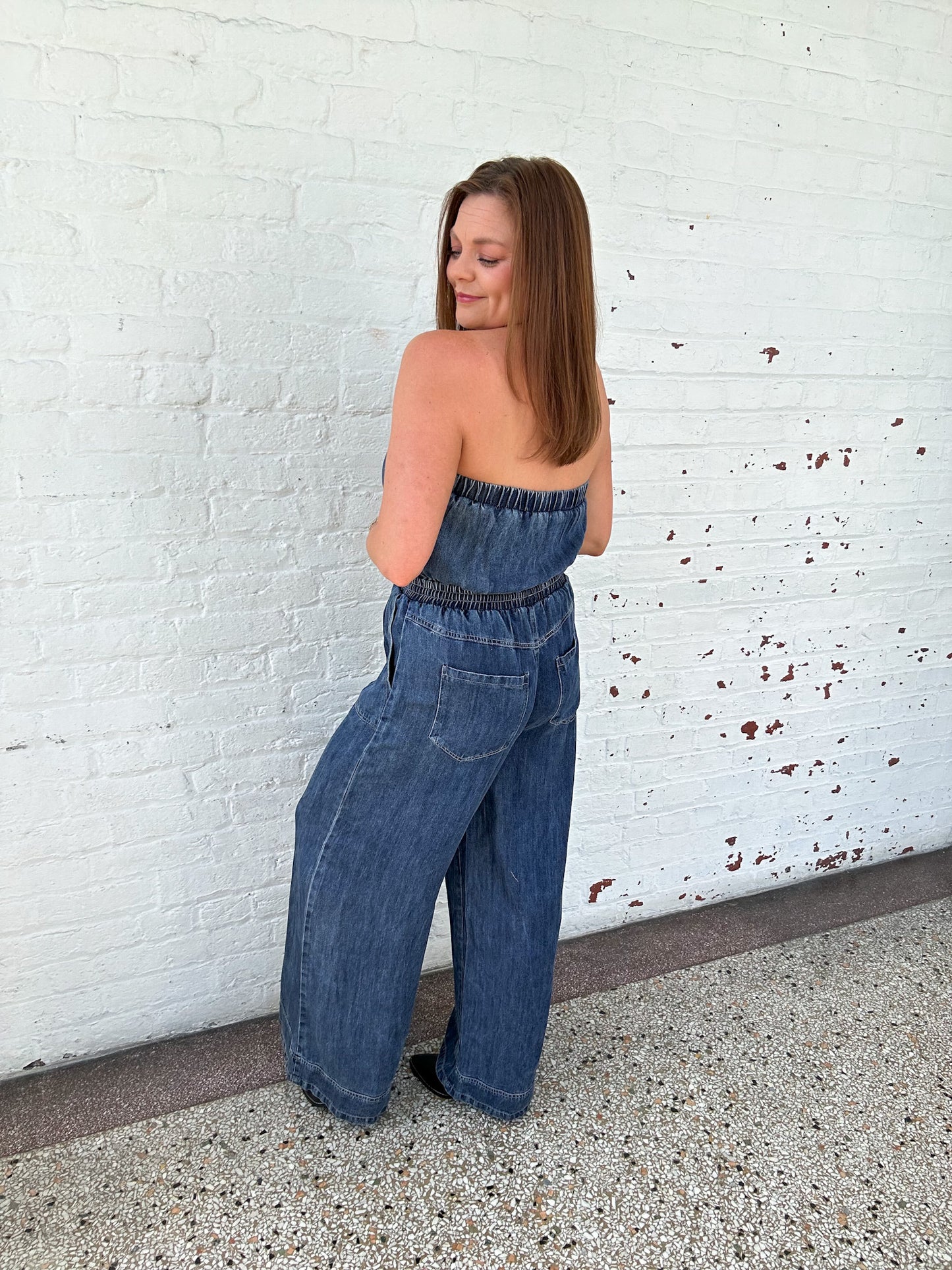 OUT LATE DENIM JUMPSUIT
