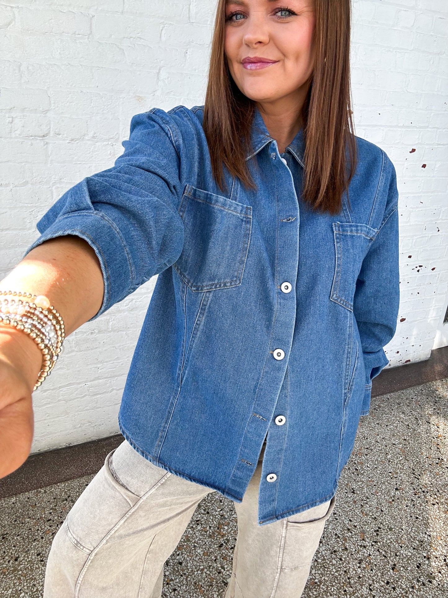 DAZED DENIM OVERSIZED TOP