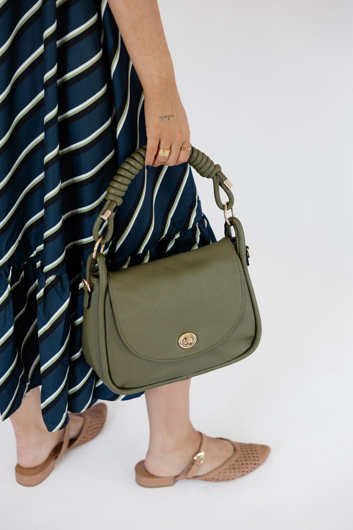 EFFIE MESSENGER SATCHEL BAG - OLIVE