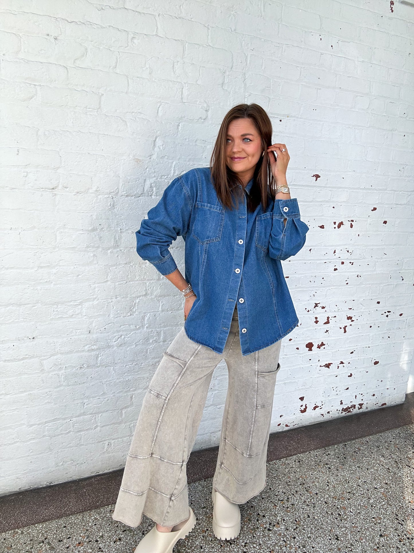 DAZED DENIM OVERSIZED TOP