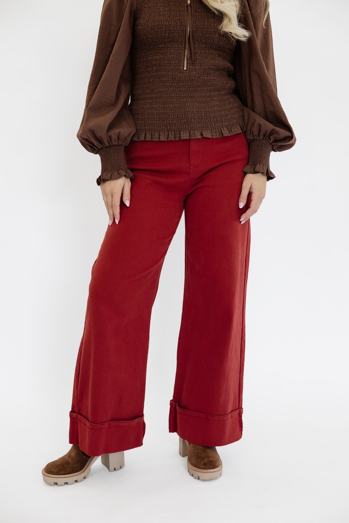 RUST WIDE LEG PANTS