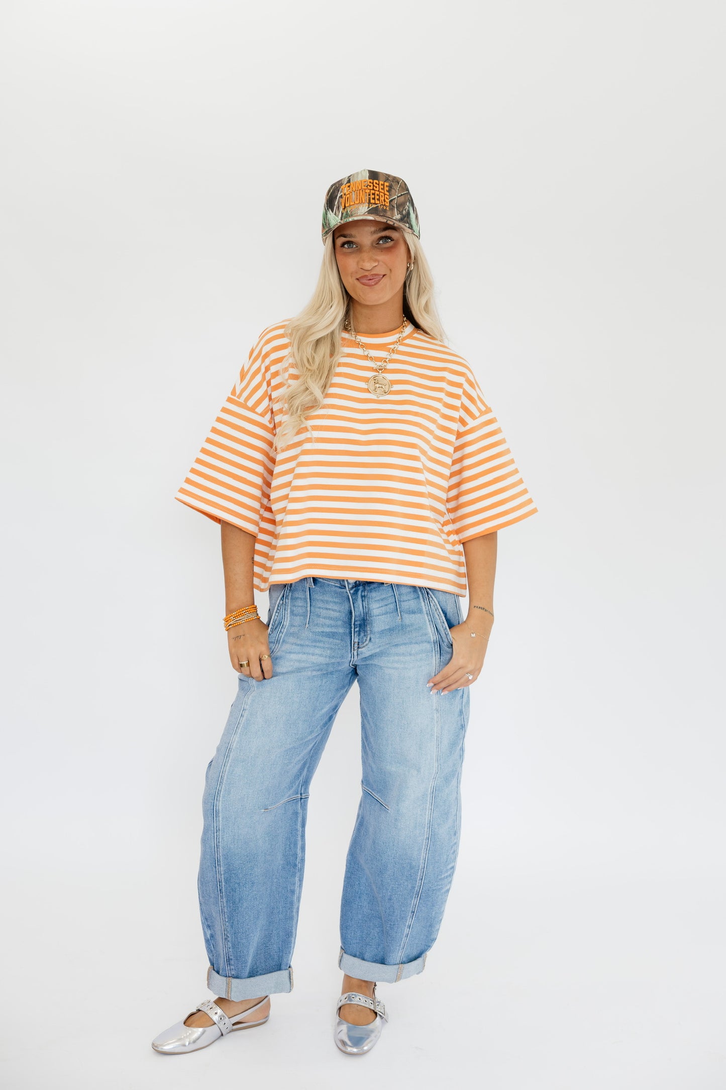 OVERSIZED STRIPE GAMEDAY TOP - SHORT SLEEVE