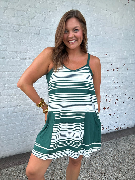 TAKE A STROLL STRIPED MINI DRESS