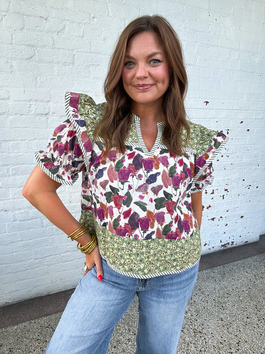 CELINE FLORAL PRINT TOP