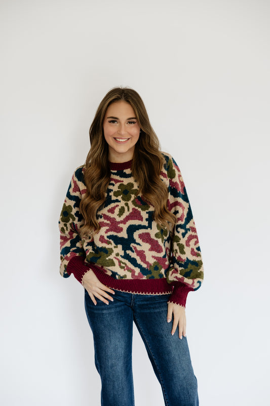 FUN IN FLORALS SWEATER TOP