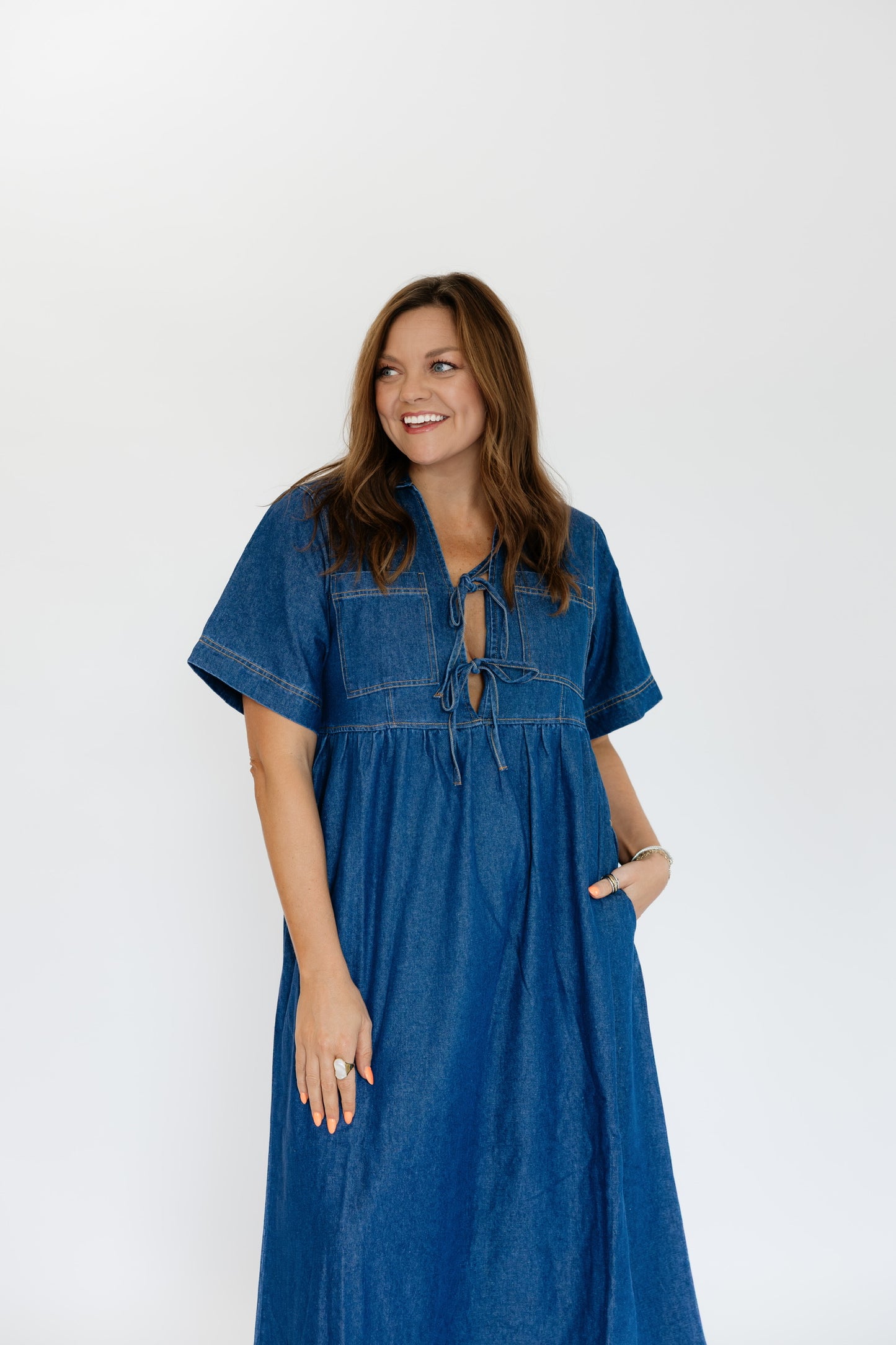 DOWNTOWN DENIM MIDI DRESS