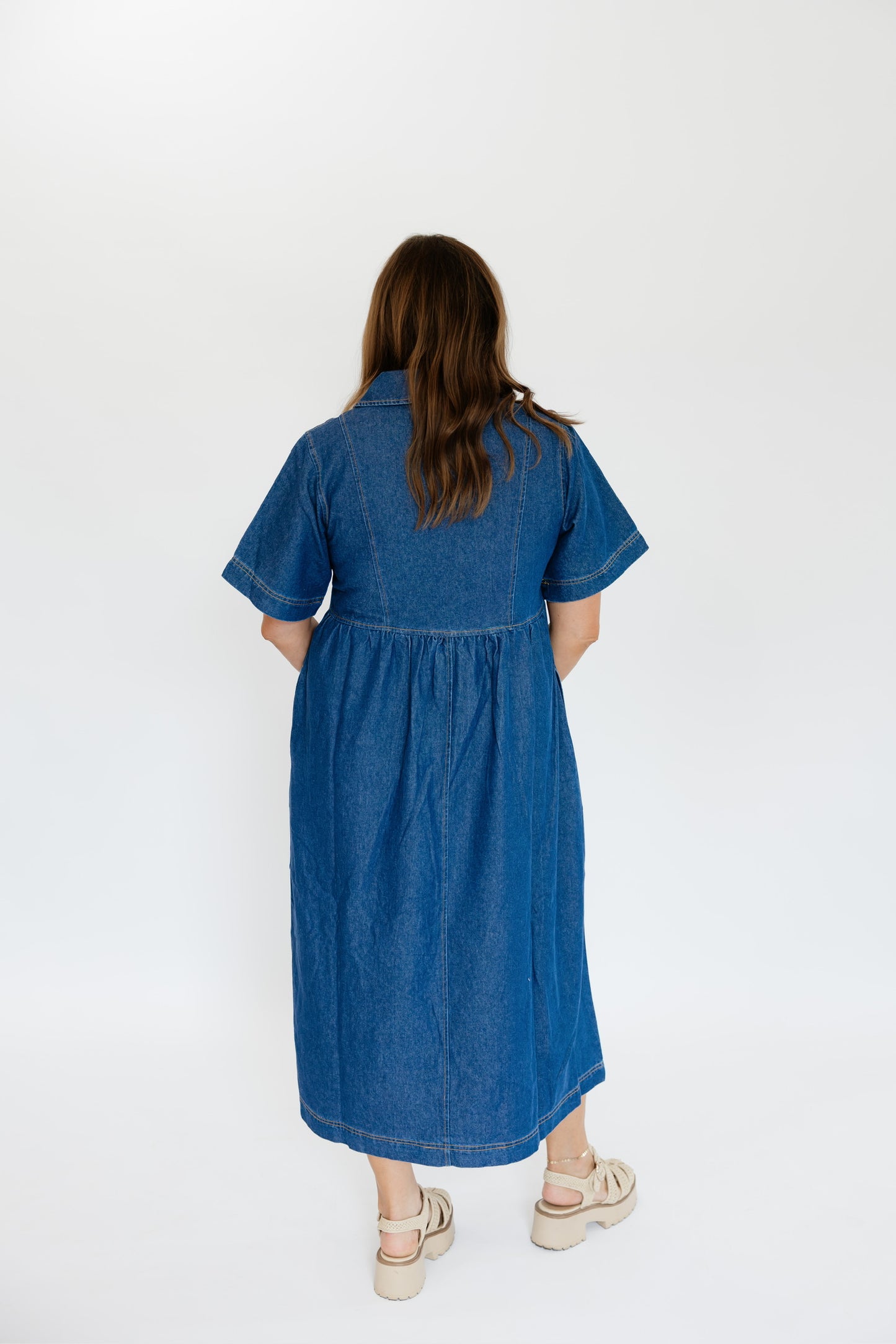 DOWNTOWN DENIM MIDI DRESS