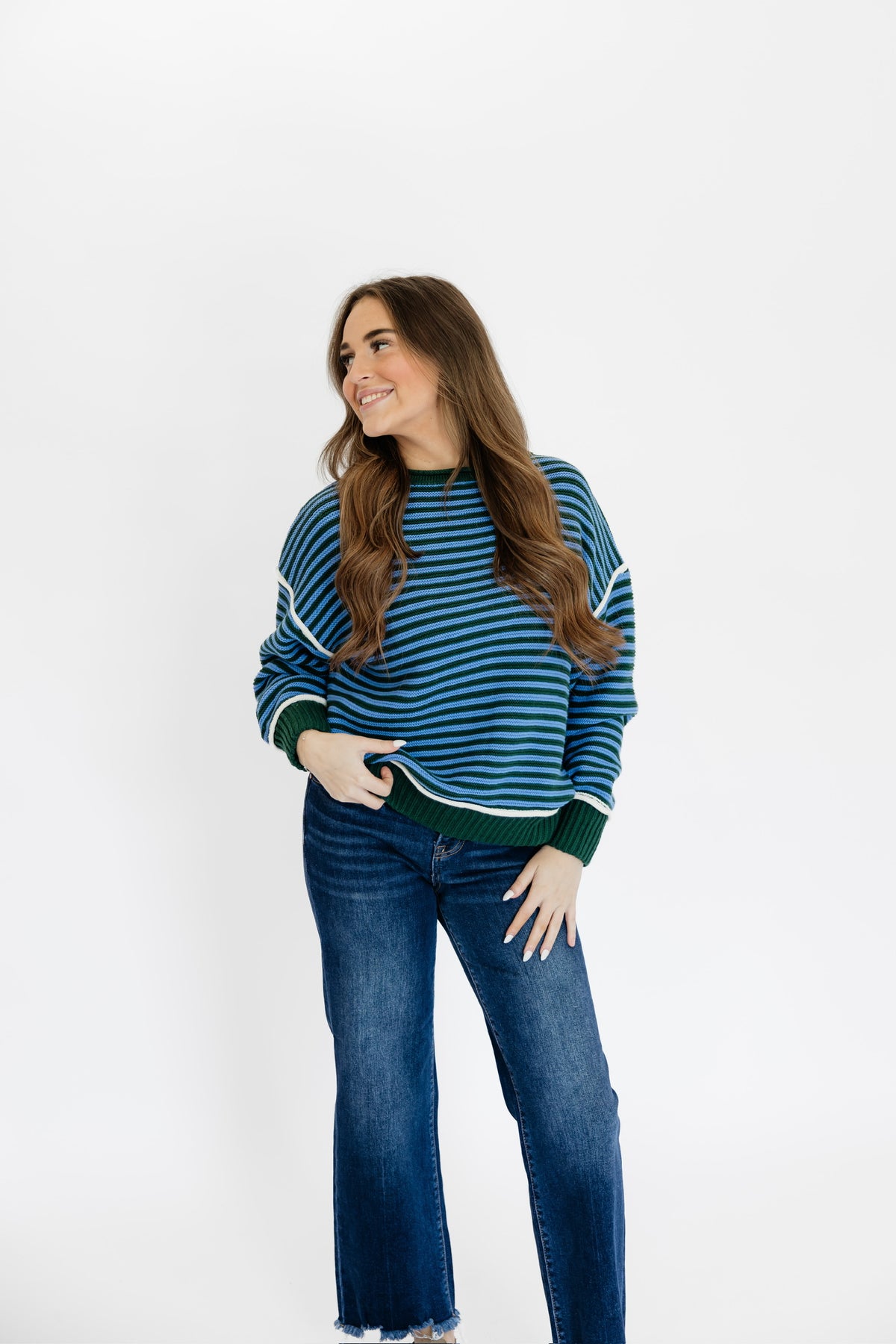 PINE AND SKY STRIPED SWEATER