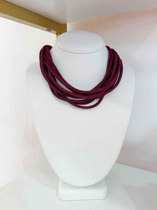 8 STRAND ROPE NECKLACE - WINE