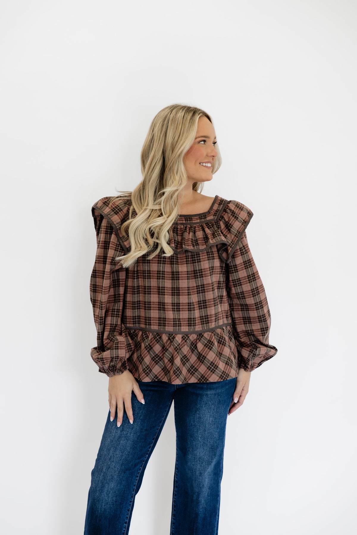 FALL FRILLS TOP - RUST