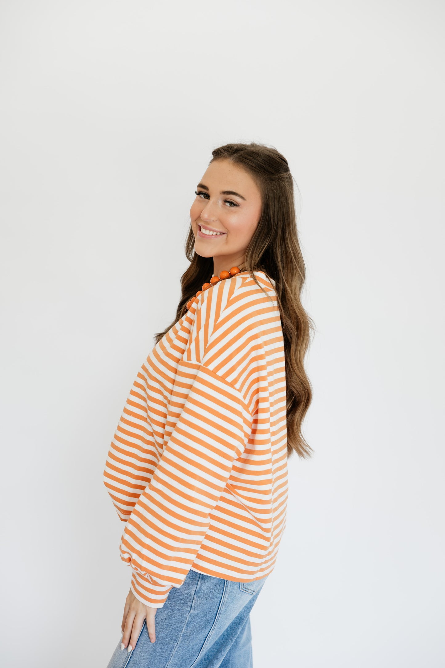 OVERSIZED STRIPE GAMEDAY TOP - LONG SLEEVE