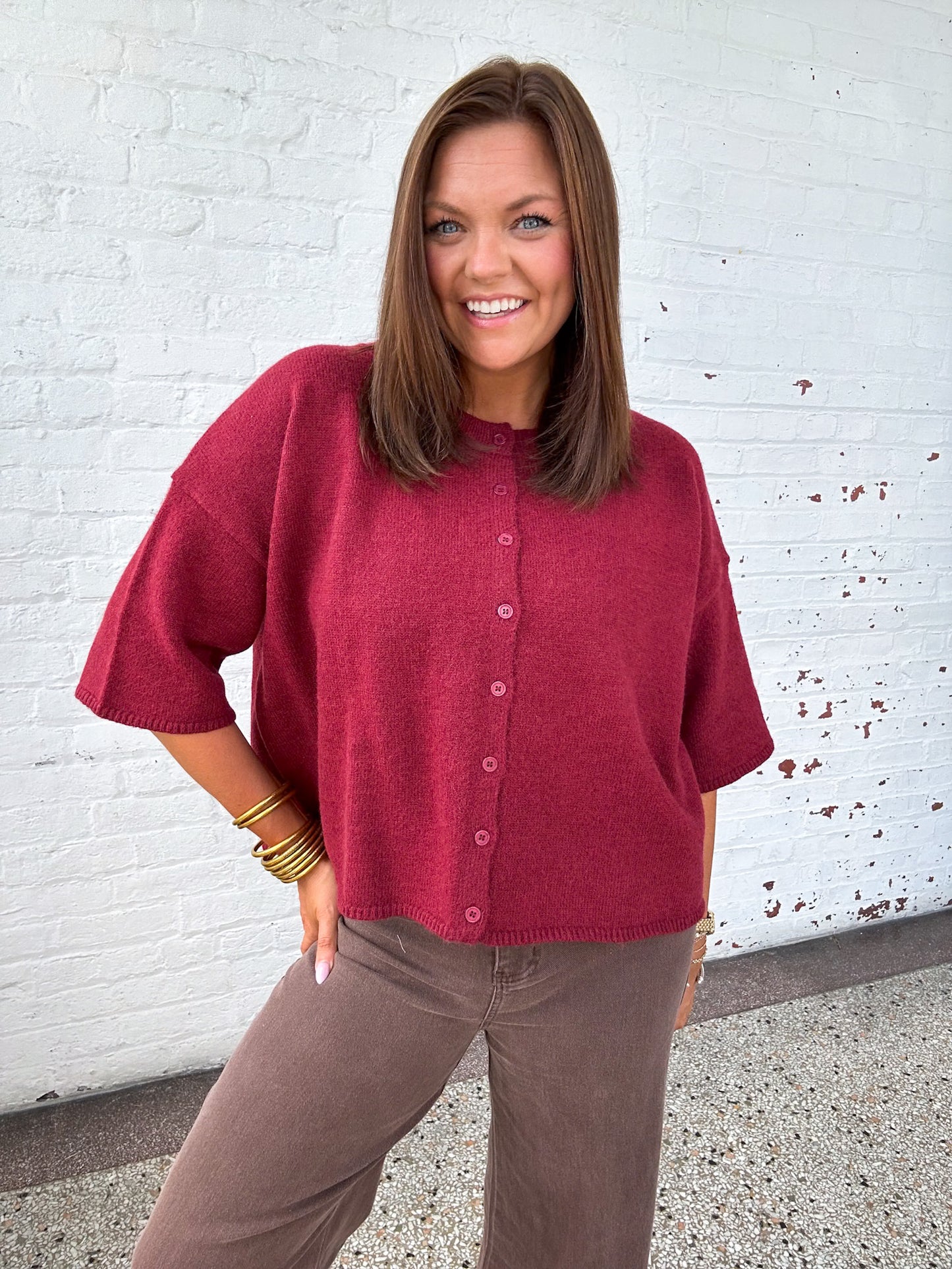 COZY MAROON CARDIGAN TOP