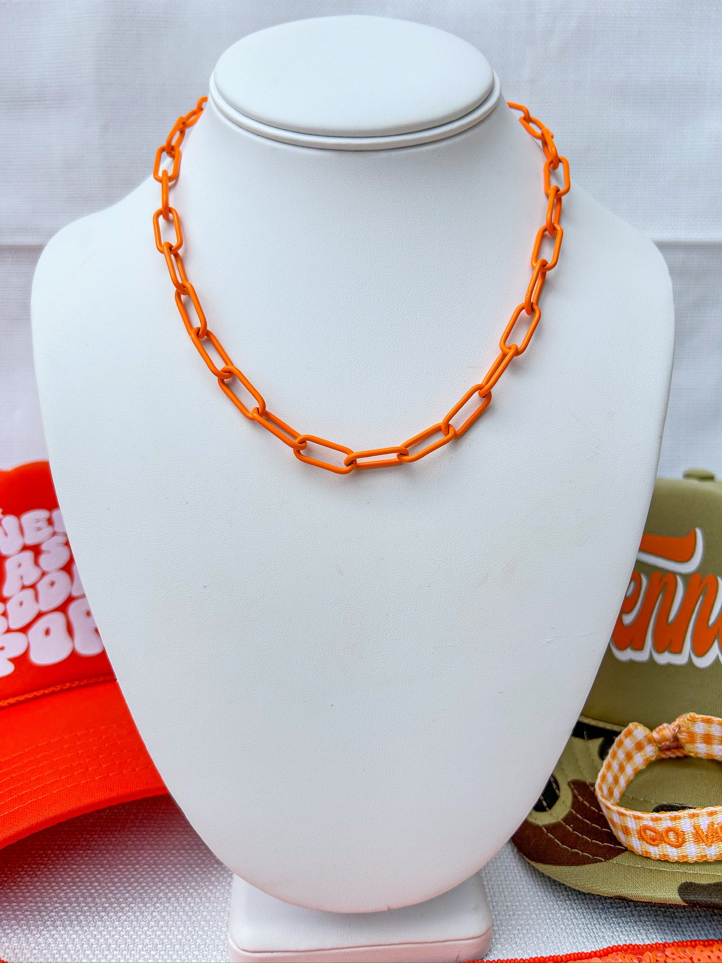 Orange Enamel Paperclip Necklace