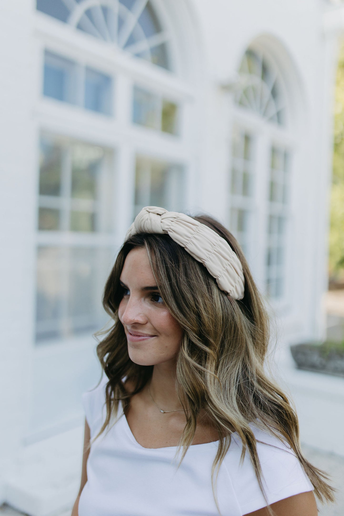 QUILTED HEADBAND - CREAM