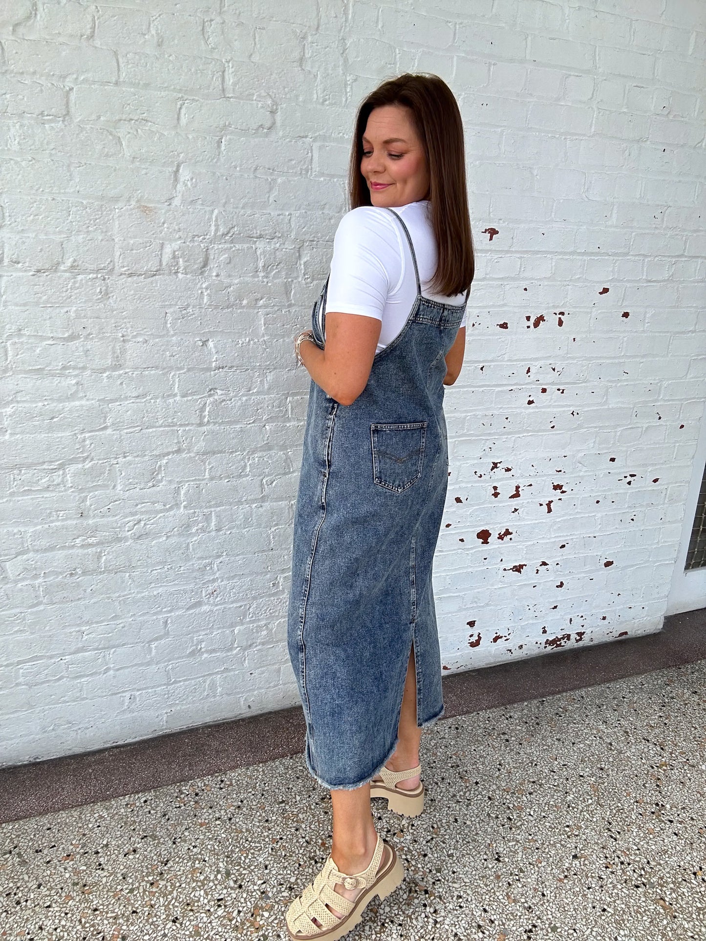 DENIM DETAILS MIDI DRESS