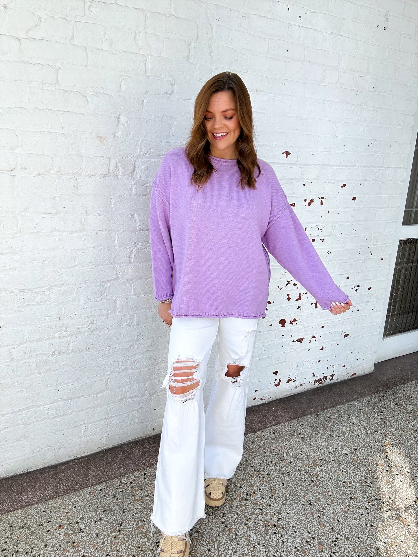 BASIC SWEATER TOP - DEEP LILAC