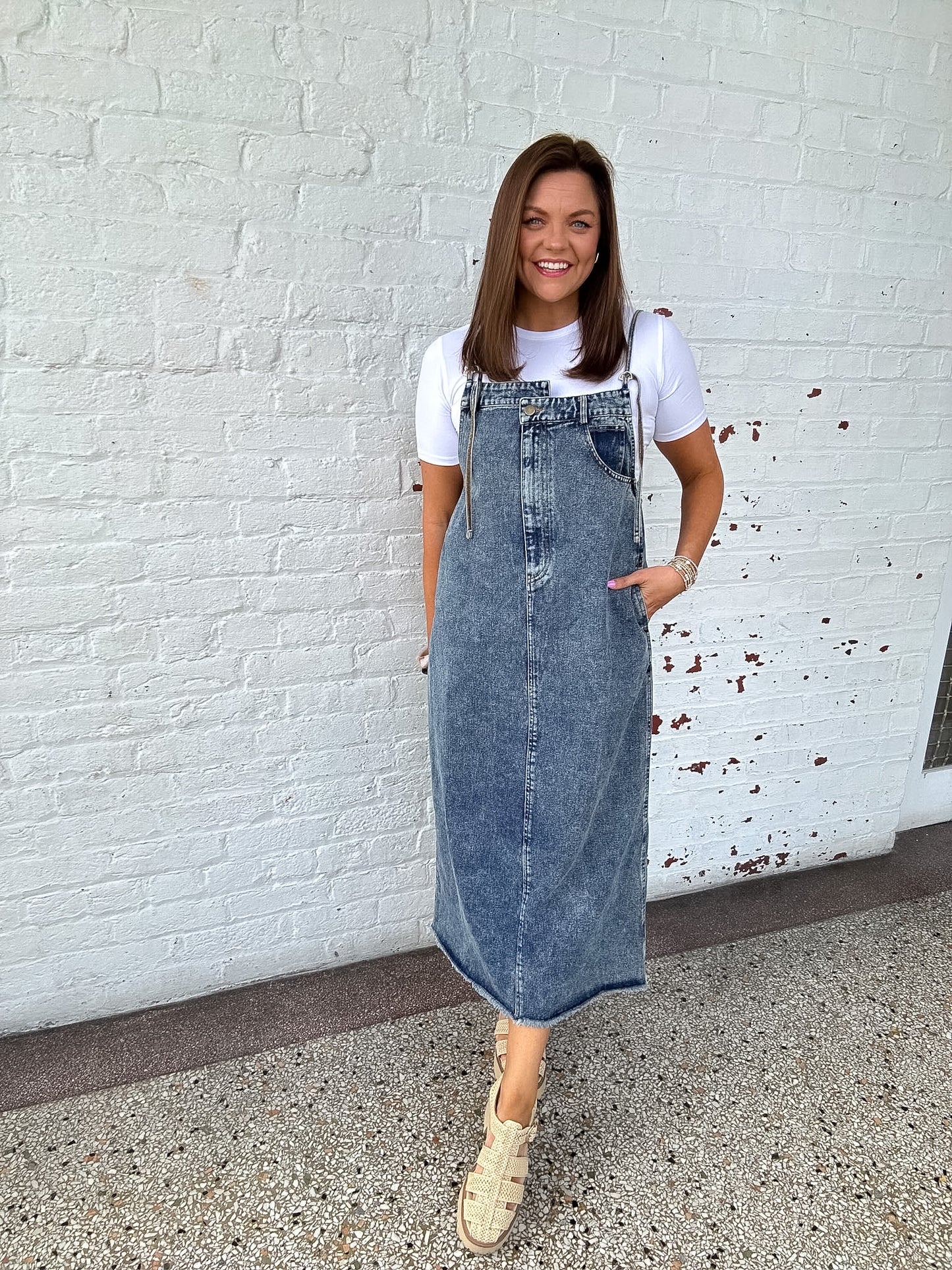 DENIM DETAILS MIDI DRESS