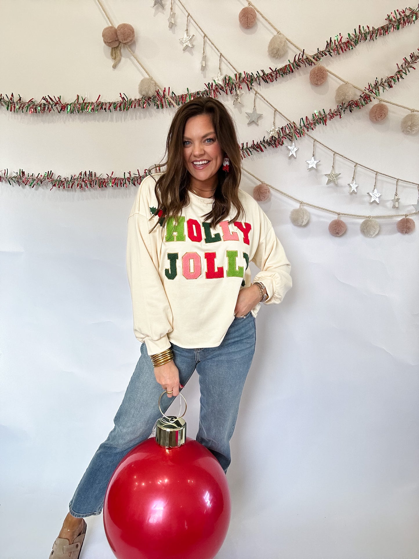 HOLLY JOLLY PULLOVER - CREAM