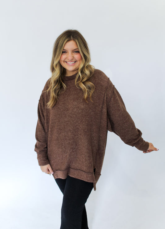 COZY ON PULLOVER - MOCHA