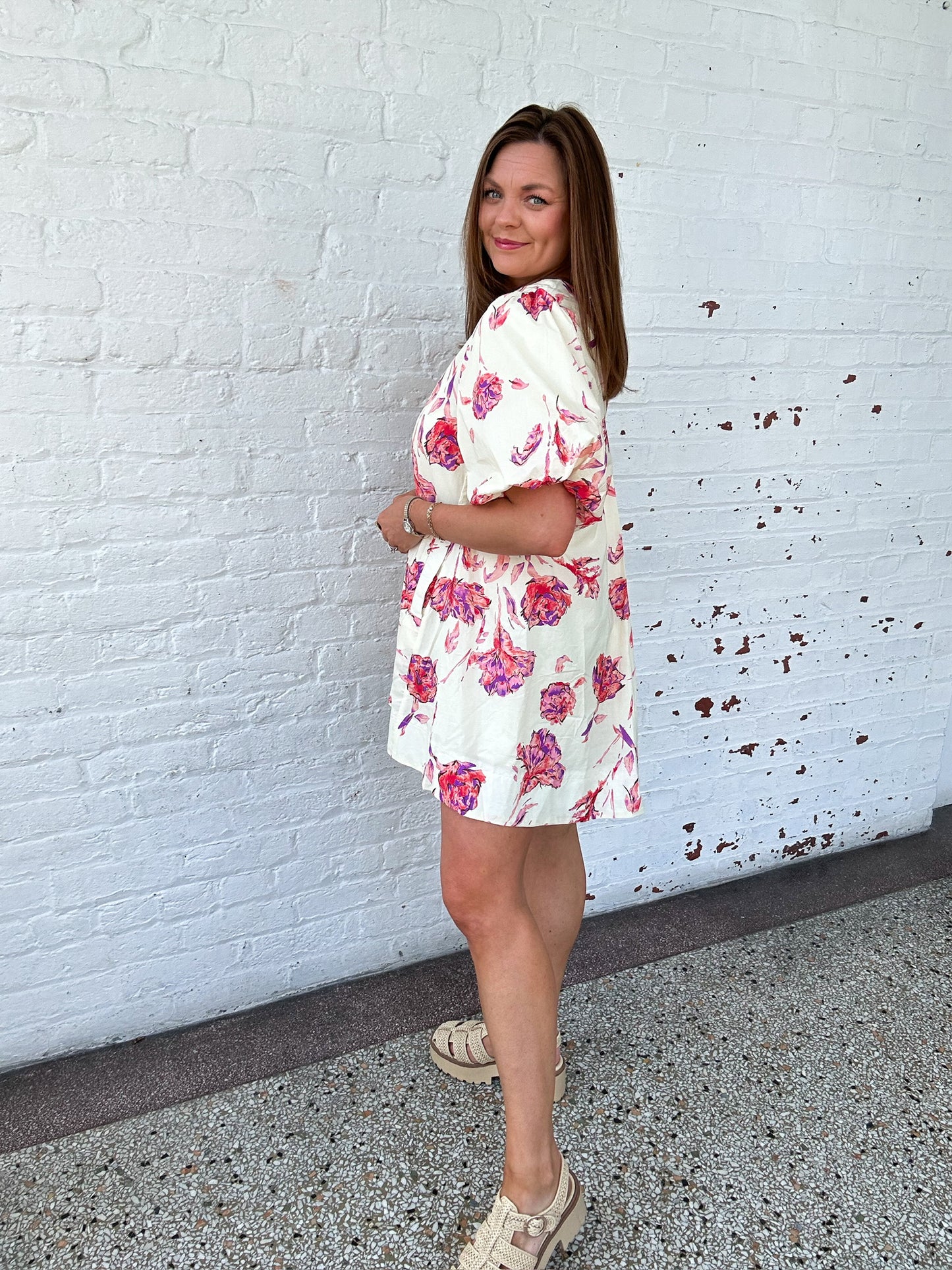 WATERCOLOR FLORALS MINI DRESS